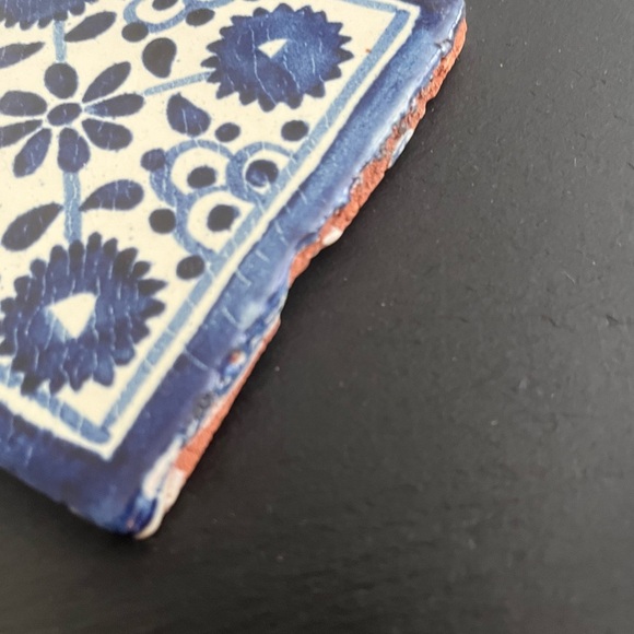 Mexican Hand Painted Terra-Cotta Talavera Vintage Tiles Set of 4 - Picture 8 of 15
